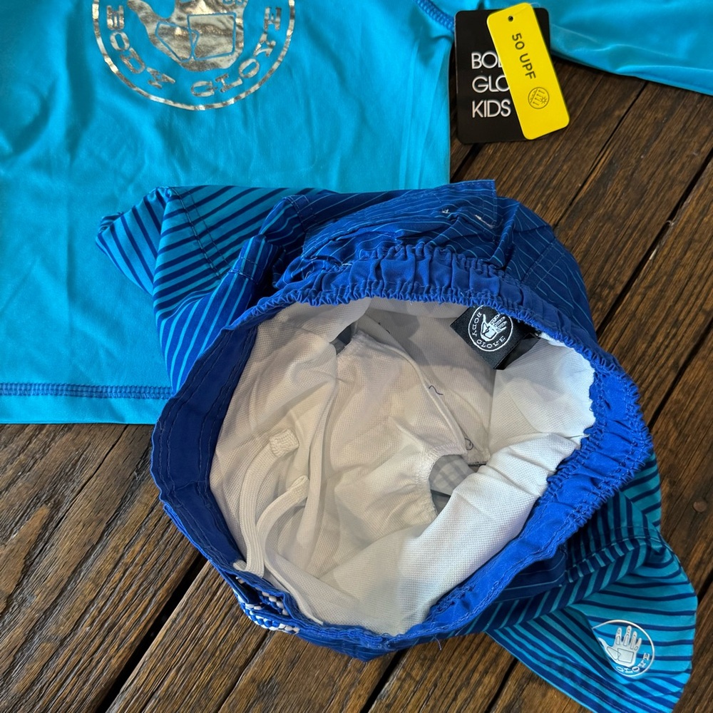 Body Glove NWT Boys Blue Swim Trunk Shorts & Long Sleeve SPF Shirt Set Size 4 - Picture 6 of 9